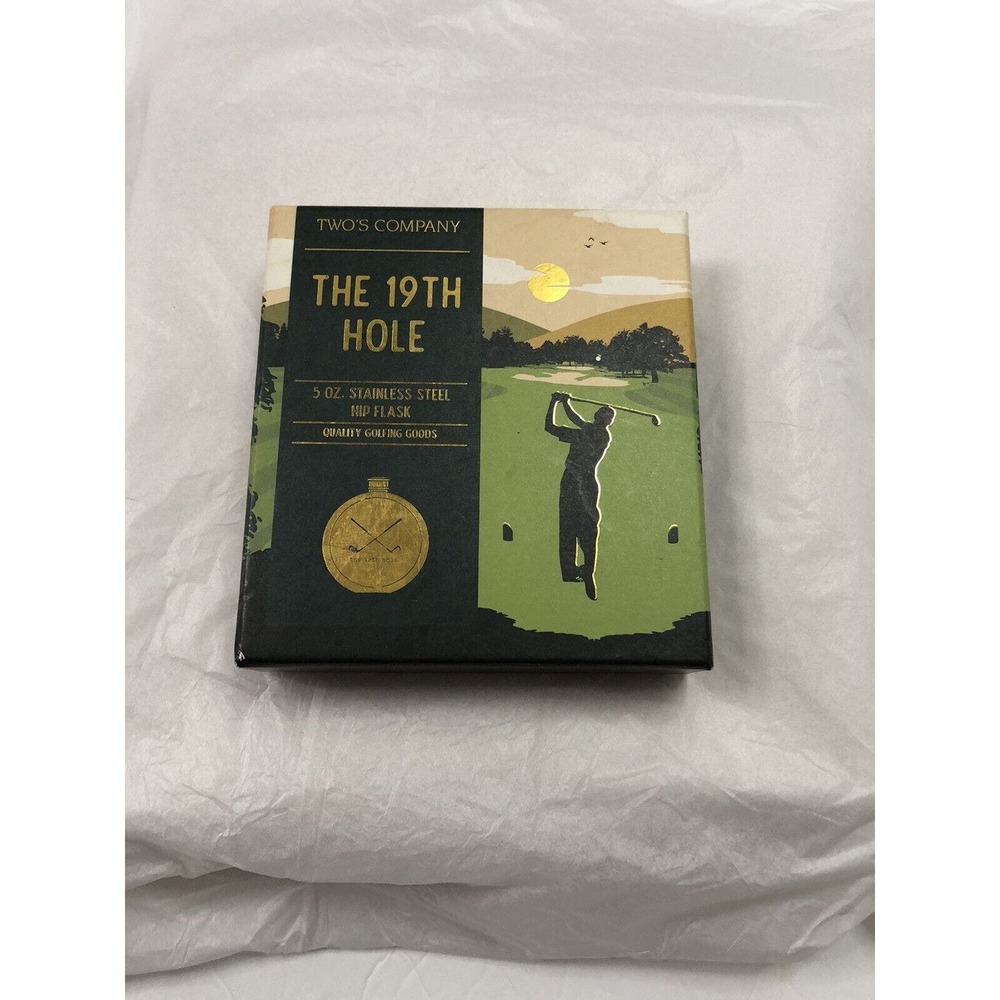 Two's Company The 19th Hole Golf Flask In Gift Box 5 OZ STAINLESS STEEL HIPFLASK